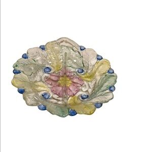 Hand painted glass relish dish